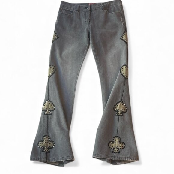 Vintage Voyage Jeans Women’s 28 Embellished Leather Suit Symbols Rare Find - Picture 2 of 16